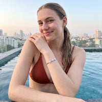 Thumbnail for Bracelet fleur — photo portée au bord de l'eau, argent | SKU: 422177-white-gold-XS-S