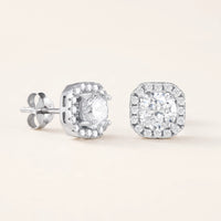 Thumbnail for Boucles d'oreilles carrées — photo produit sur fond blanc, argent | SKU: 505263