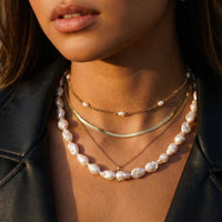 Thumbnail for Dainty Pearl Choker featuring freshwater pearls and gold chains by Brother & Sisters, perfect for any occasion.