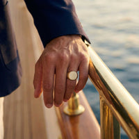 Thumbnail for Oval Ring worn close-up — bold 15mm wide mens statement ring in rose gold, sleek modern design