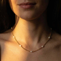 Thumbnail for Dainty Pearl Choker featuring tiny freshwater pearls on a delicate gold chain by Brother & Sisters.