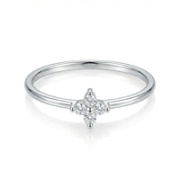 Thumbnail for Crystal Flower Ring featuring a delicate four-leaf design with zirconia stones by Brother & Sisters.