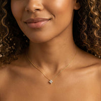 Thumbnail for Crystal Flower necklace dainty four-leaf zircon flower pendant in refined minimalist setting