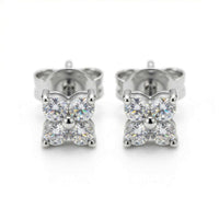 Thumbnail for Crystal Flower Stud Earrings by Brother & Sisters, featuring 5mm four-leaf zirconia stones for quiet luxury and sparkle.