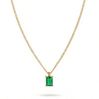 Thumbnail for Emerald Pendant Necklace by Brother & Sisters, featuring a stunning emerald gem in a classic gold setting.