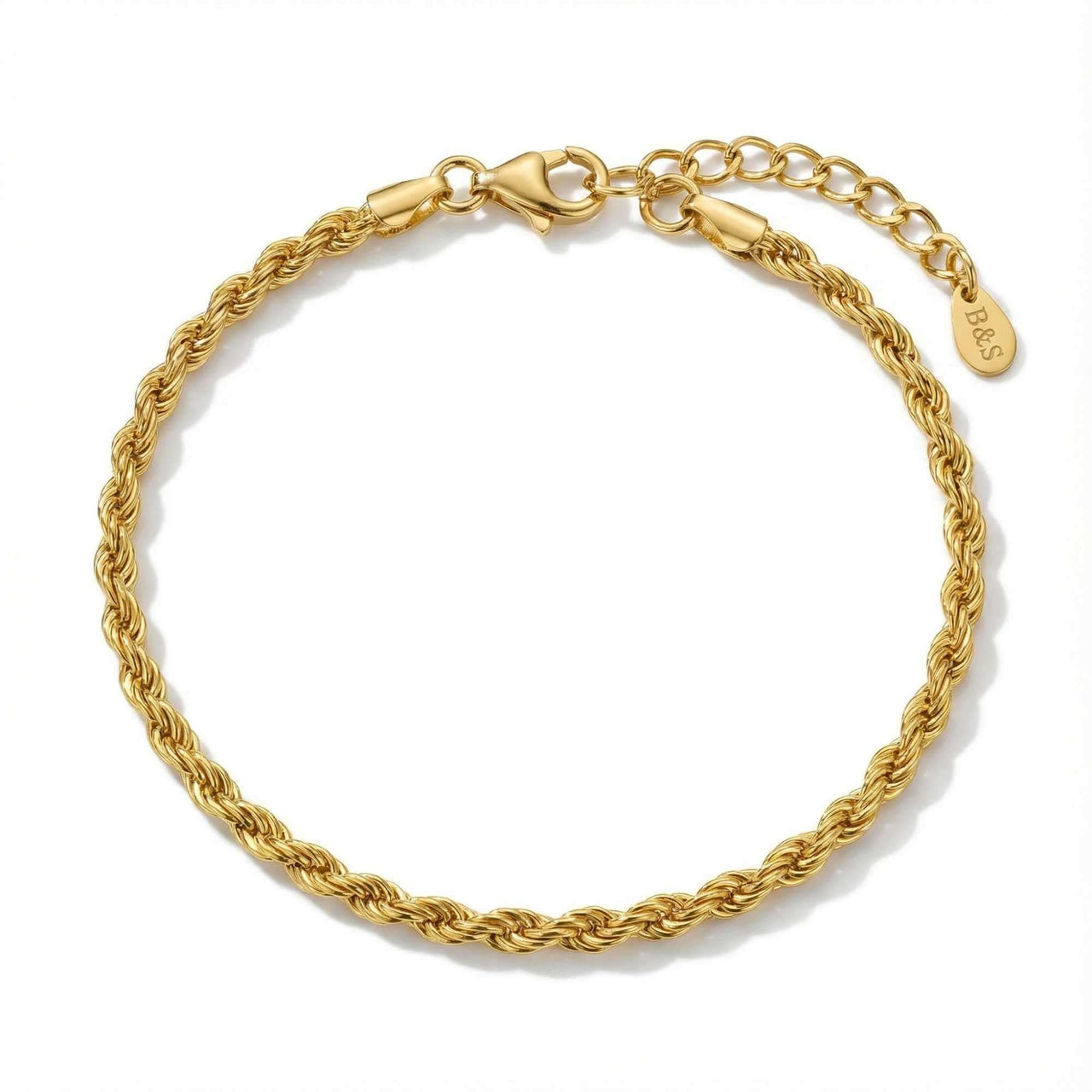 Calvi Rope Chain Bracelet by Brother & Sisters, featuring twisted links and 18K gold PVD coating.