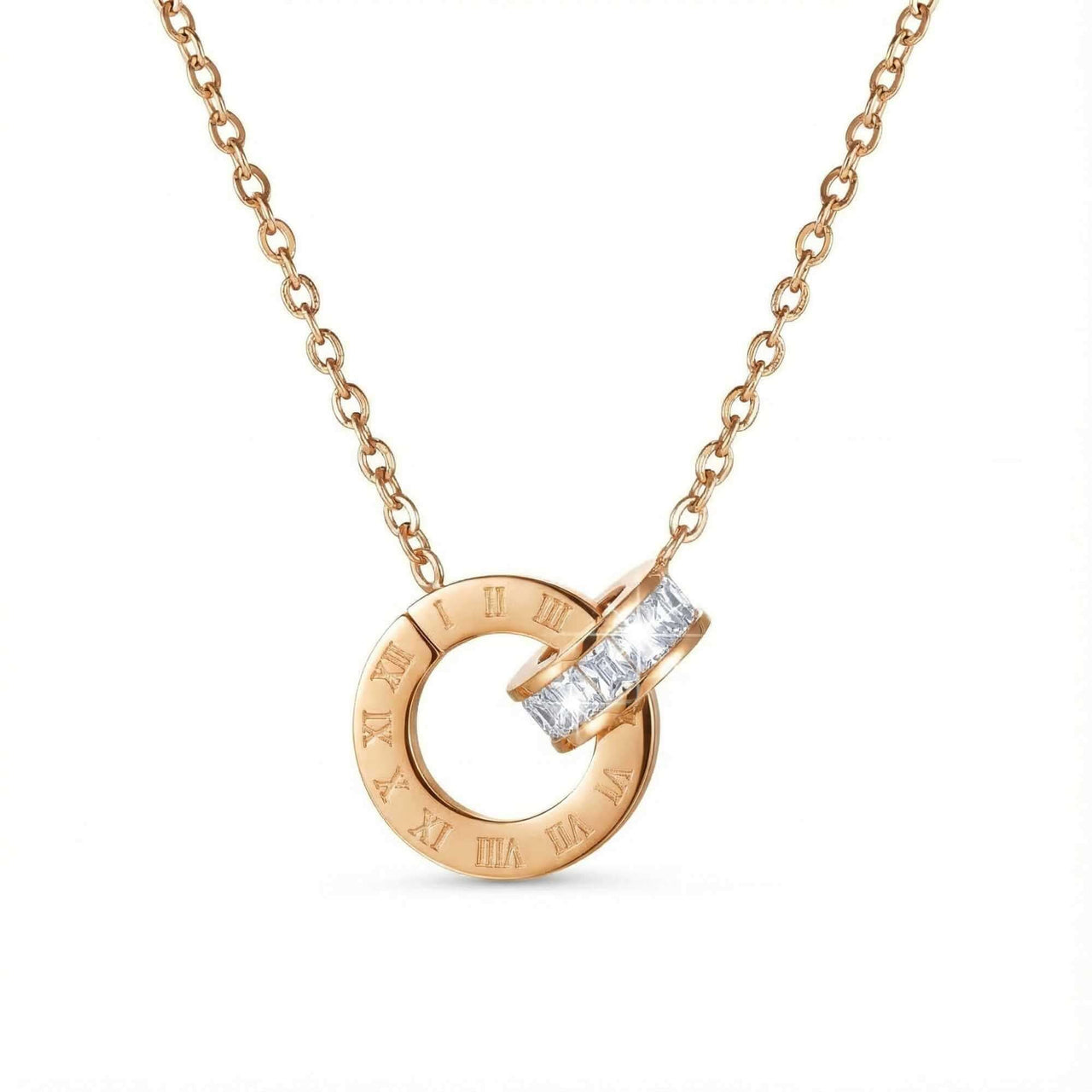 Ketting met Verstrengelde Ringen en Kristal
