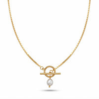Thumbnail for La Isla Pearl Toggle Necklace featuring a sculptural toggle closure and a freshwater pearl by Brother & Sisters.