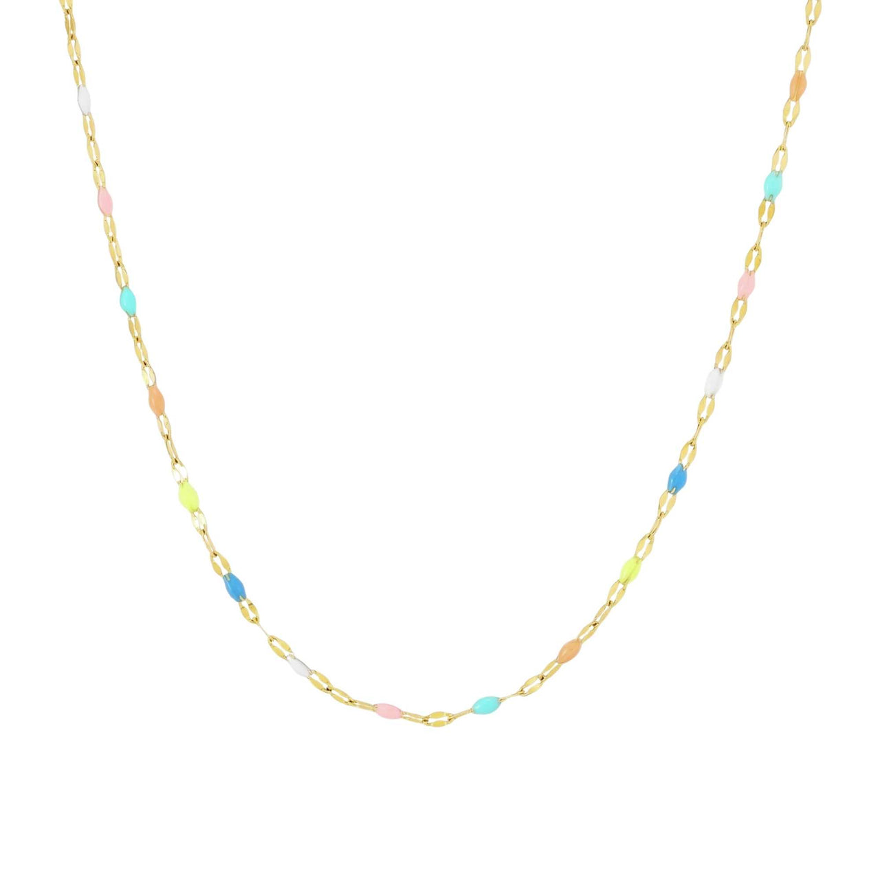 Rainbow Choker by Brother & Sisters featuring hand-painted enamel beads on a gold chain.