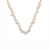 Thumbnail for Sunseeker Pearl Choker featuring irregular baroque pearls on a golden chain by Brother & Sisters.