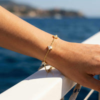 Thumbnail for Crystal Flower Bracelet showcasing five crystal flowers on a delicate chain by Brother & Sisters, capturing elegance and sparkle.