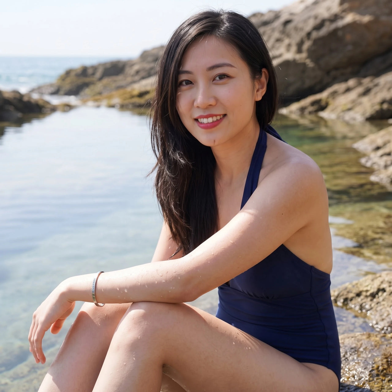2020 Survivor bracelet in silver worn by the water | SKU: 2020s-wg