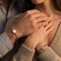 Thumbnail for Love Couple Bracelet: matching heart bracelets by Brother & Sisters, featuring bold Cuban link chain and polished heart.