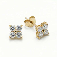 Thumbnail for Crystal Flower Stud Earrings featuring four brilliant-cut zirconia stones by Brother & Sisters.