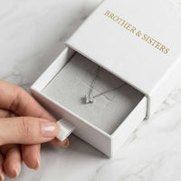 Thumbnail for Crystal Flower necklace in B&S gift box — dainty refined four-leaf crystal flower pendant luxury packaging