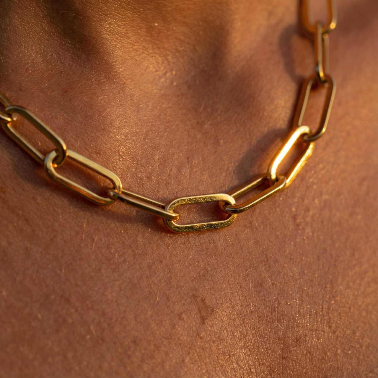 Ria Paperclip Chain Necklace featuring bold oversized links by Brother & Sisters, crafted in premium stainless steel with 18K gold PVD.