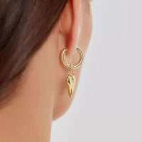 Thumbnail for Amora Heart Drops gold earrings, heart-shaped charm, stylish hoop by Brother & Sisters.