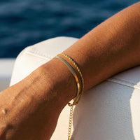 Thumbnail for Ios Layered Bracelet by Brother & Sisters, featuring herringbone chain and twisted rope design.