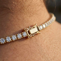 Thumbnail for Close-up of the Isolde Tennis Necklace featuring diamond simulants and a secure clasp by Brother & Sisters.