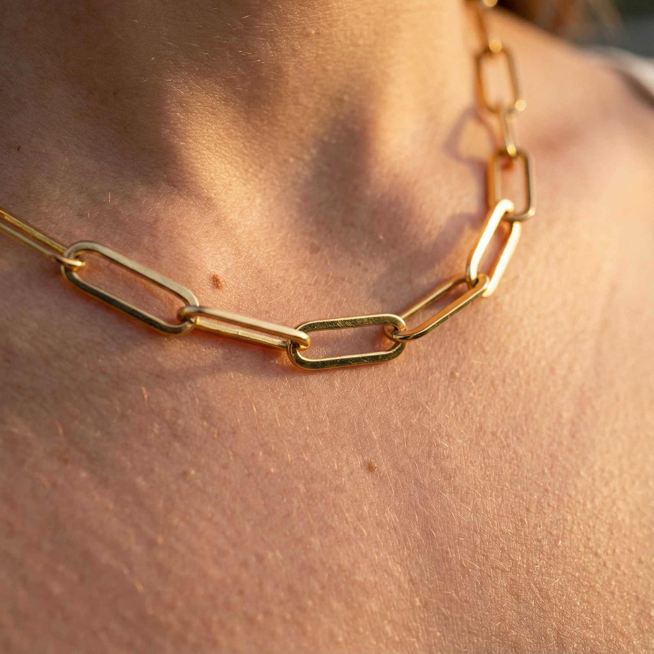Ria Paperclip Chain Necklace showcasing bold oversized links, crafted by Brother & Sisters with premium stainless steel.