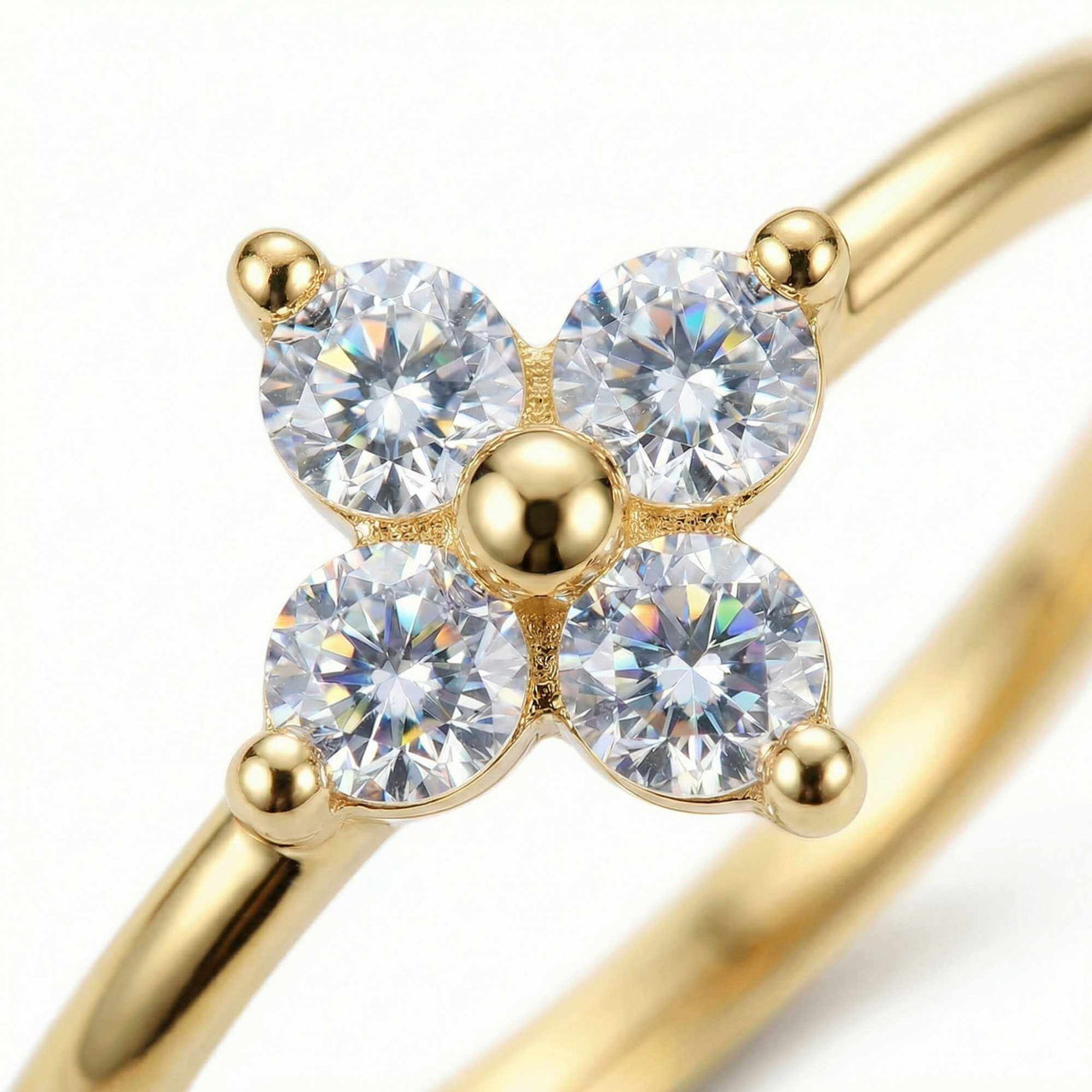 Crystal Flower Ring by Brother & Sisters, showcasing a miniature flower design with brilliant-cut zirconia stones.