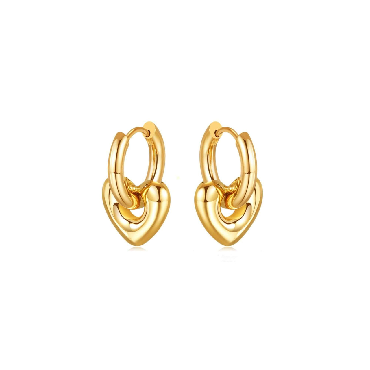 Aurora Heart Hoops by Brother & Sisters, elegant gold hoop earrings with a feminine touch, perfect for any outfit.