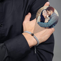 Thumbnail for Man Grey Photo Bracelet by Brother & Sisters featuring a personalized photo pendant and stylish design.