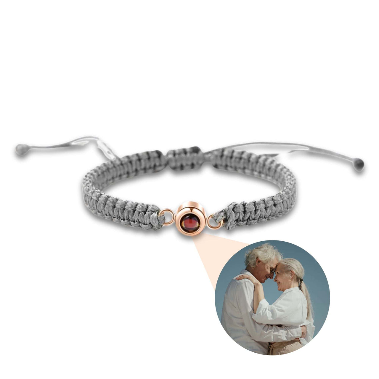 Man Grey Photo Bracelet featuring a personalized photo pendant by Brother & Sisters, perfect for celebrating cherished memories.