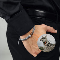 Thumbnail for Man Grey Photo Bracelet worn by a man, featuring a custom photo pendant of a dog, by Brother & Sisters.
