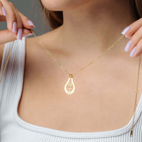 Thumbnail for Birth Flower Name Necklace by Brother & Sisters, showcasing a personalized gold pendant with floral design.