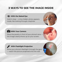 Thumbnail for Three ways to see the image inside Classic Photo Bracelet by Brother & Sisters: naked eye, camera, flashlight projection.