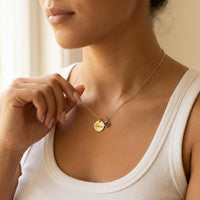 Thumbnail for Precious Name Necklace featuring a personalized engraved pendant and birthstone crystal from Brother & Sisters.