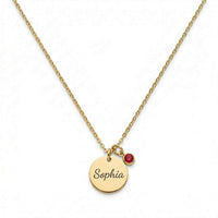 Thumbnail for Precious Name Necklace with engraved name Sophia and birthstone crystal by Brother & Sisters.