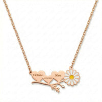 Thumbnail for Daisy Name Necklace by Brother & Sisters with engraved names and enamel daisy, a personal jewelry piece.