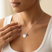 Thumbnail for Precious Name Necklace with engraved name Emma and birthstone crystal by Brother & Sisters.