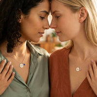 Thumbnail for Precious Name Necklace worn by two women, showcasing personalized name and birthstone details, by Brother & Sisters.