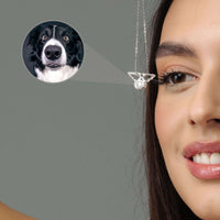 Thumbnail for Angel Photo Necklace featuring angel wings, capturing cherished memories with a pet image, by Brother & Sisters.