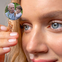 Thumbnail for Angel Photo Necklace by Brother & Sisters, featuring a woman holding a customizable photo projection.