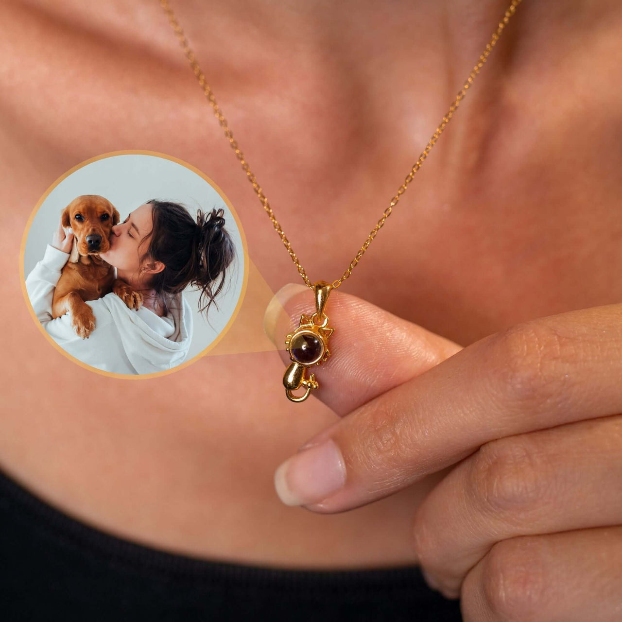 Animal Photo Necklace featuring a personalised pendant showcasing a loved pet's photo by Brother & Sisters.