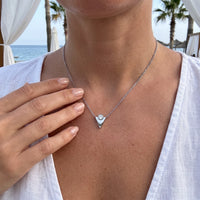 Thumbnail for Stainless steel ketting — gedragen, echte grootte, zilver | SKU: 18048714-rhodium-plated