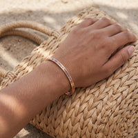 Thumbnail for Be The Unique Version Of Yourself bracelet in rose gold worn, showing its real size | SKU: btuvoy-rg