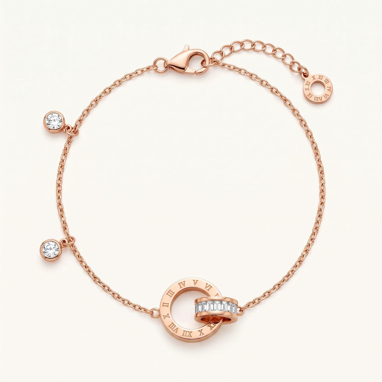 Bracelet anneaux entrelacés — photo produit sur fond blanc, or rose | SKU: 25535338-rose-gold