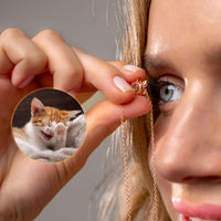 Thumbnail for Cat Photo Necklace featuring custom cat image projection by Brother & Sisters, keeping your cat's memory close.