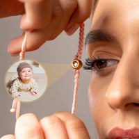 Thumbnail for Model showcasing the Pink Photo Bracelet by Brother & Sisters with a personalized photo pendant.