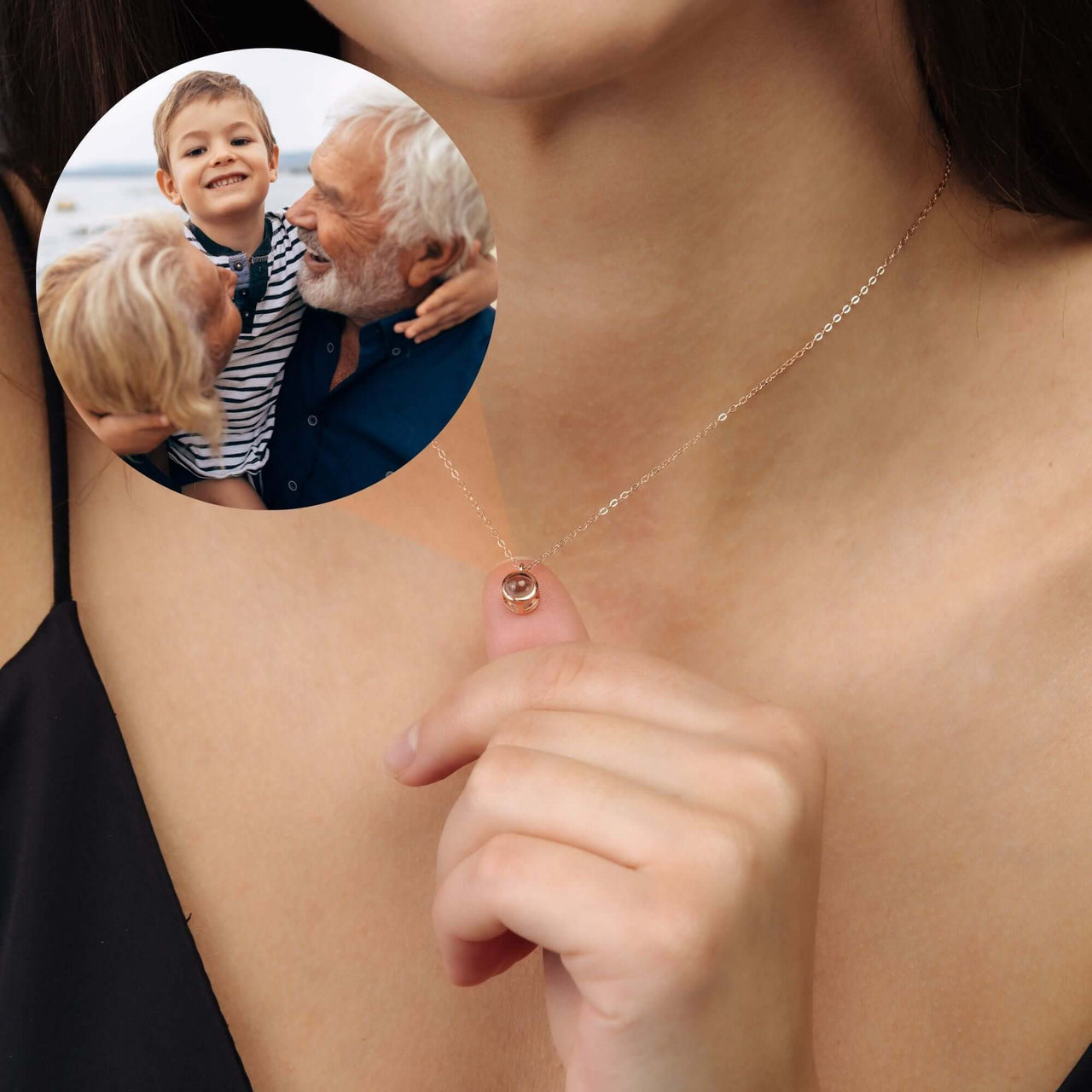 Personalised Circle Necklace with custom pendant holding a picture, featuring skilled craftsmanship by Brother & Sisters.
