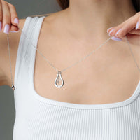Thumbnail for Birth Flower Name Necklace showcasing a unique design by Brother & Sisters with a silver chain and personalized pendant.