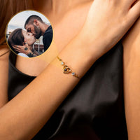 Thumbnail for Diamond Photo Bracelet featuring a personalized photo pendant by Brother & Sisters, perfect for capturing memories.