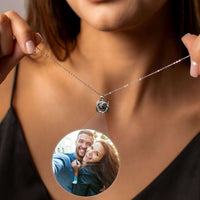 Thumbnail for Double Heart Photo Necklace featuring personalized photo projection by Brother & Sisters, showcasing love and memories.