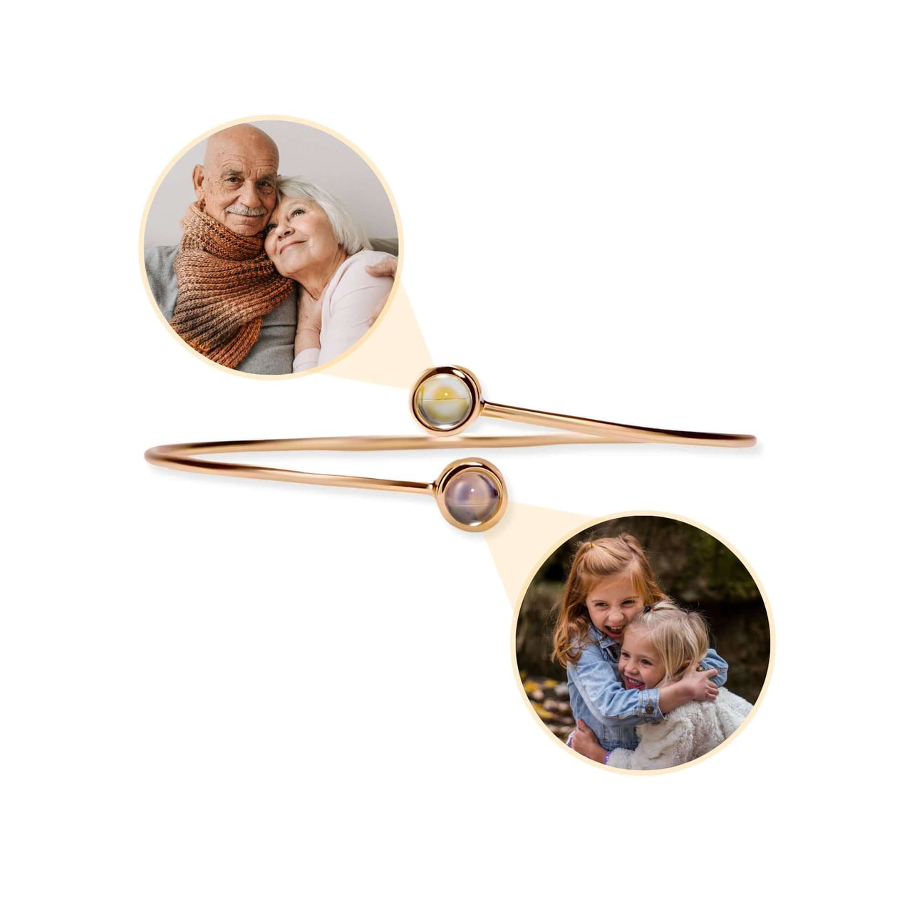 Double Photo Bangle - Personalised Bracelet - Photo Bracelet - Picture Bracelet - Womens Bracelet Bracelet Rose Gold Brother & Sisters