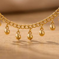 Thumbnail for Drop Bead Anklet featuring shimmering gold beads on a fine cable chain by Brother & Sisters. Perfect for summer looks.